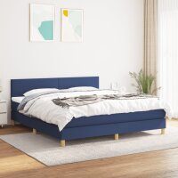 WOWONA Boxspringbett mit Matratze Blau 180x200 cm Stoff