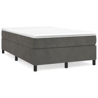 vidaXL Boxspringbett mit Matratze Dunkelgrau 120x200 cm Samt