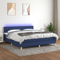 vidaXL Boxspringbett mit Matratze &amp; LED Blau 180x200 cm Stoff