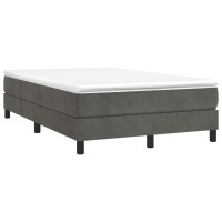 vidaXL Boxspringbett mit Matratze Dunkelgrau 120x200 cm Samt