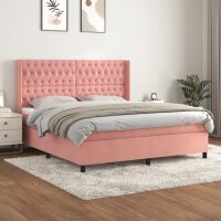 vidaXL Boxspringbett mit Matratze Rosa 180x200 cm Samt