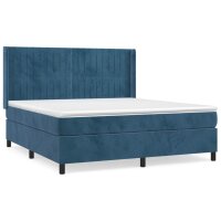 vidaXL Boxspringbett mit Matratze Dunkelblau 180x200 cm Samt