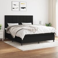 vidaXL Boxspringbett mit Matratze Schwarz 180x200 cm Stoff