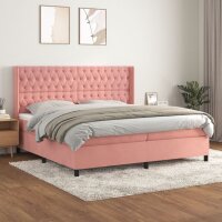 vidaXL Boxspringbett mit Matratze Rosa 200x200 cm Samt