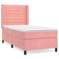 WOWONA Boxspringbett mit Matratze Rosa 80x200 cm Samt