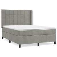 vidaXL Boxspringbett mit Matratze Hellgrau 140x200 cm Samt