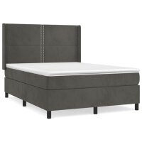 vidaXL Boxspringbett mit Matratze Dunkelgrau 140x200 cm Samt