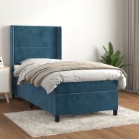 vidaXL Boxspringbett mit Matratze Dunkelblau 90x190 cm Samt