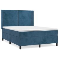 vidaXL Boxspringbett mit Matratze Dunkelblau 140x190 cm Samt