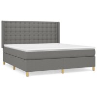 vidaXL Boxspringbett mit Matratze Dunkelgrau 180x200 cm Stoff