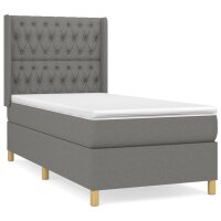 vidaXL Boxspringbett mit Matratze Dunkelgrau 90x190 cm Stoff