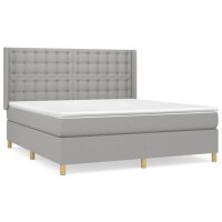 vidaXL Boxspringbett mit Matratze Hellgrau 160x200 cm Stoff