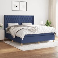 vidaXL Boxspringbett mit Matratze Blau 180x200 cm Stoff