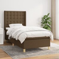 WOWONA Boxspringbett mit Matratze Dunkelbraun 90x190 cm Stoff