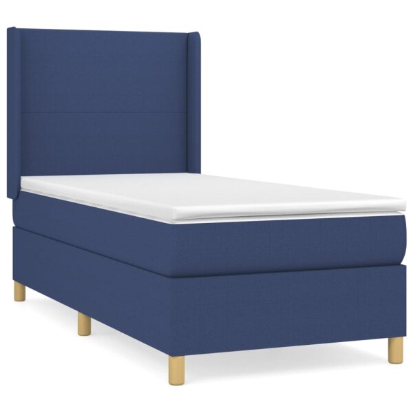 WOWONA Boxspringbett mit Matratze Blau 90x190 cm Stoff