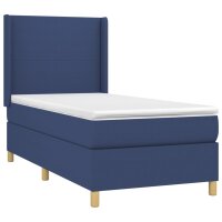 WOWONA Boxspringbett mit Matratze Blau 90x190 cm Stoff