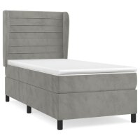 vidaXL Boxspringbett mit Matratze Hellgrau 100x200 cm Samt