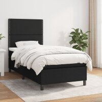 vidaXL Boxspringbett mit Matratze Schwarz 90x200 cm Stoff