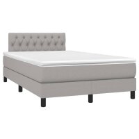 vidaXL Boxspringbett mit Matratze Hellgrau 120x200 cm Stoff