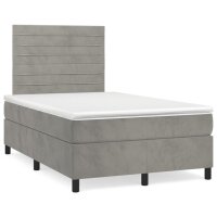 vidaXL Boxspringbett mit Matratze Hellgrau 120x200 cm Samt