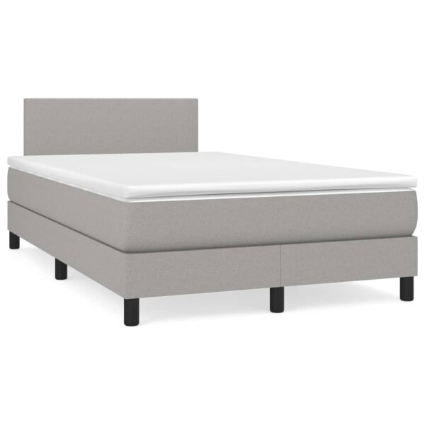 vidaXL Boxspringbett mit Matratze Hellgrau 120x200 cm Stoff