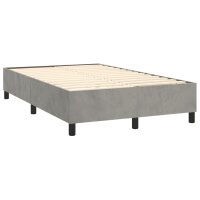 vidaXL Boxspringbett mit Matratze &amp; LED Hellgrau 120x200 cm Samt