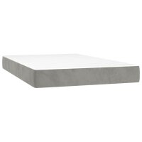 vidaXL Boxspringbett mit Matratze &amp; LED Hellgrau 120x200 cm Samt