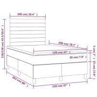 vidaXL Boxspringbett mit Matratze &amp; LED Hellgrau 120x200 cm Samt