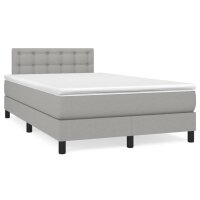 vidaXL Boxspringbett mit Matratze Hellgrau 120x200 cm Stoff