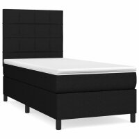 vidaXL Boxspringbett mit Matratze Schwarz 90x200 cm Stoff