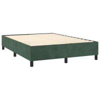 vidaXL Boxspringbett mit Matratze &amp; LED Dunkelgr&uuml;n 140x190 cm Samt