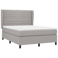 vidaXL Boxspringbett mit Matratze Hellgrau 140x200 cm Stoff