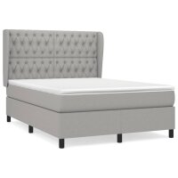 vidaXL Boxspringbett mit Matratze Hellgrau 140x200 cm Stoff