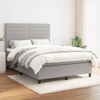 vidaXL Boxspringbett mit Matratze Hellgrau 140x200 cm Stoff