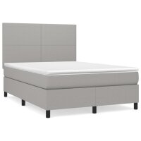 vidaXL Boxspringbett mit Matratze Hellgrau 140x200 cm Stoff