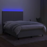 vidaXL Boxspringbett mit Matratze &amp; LED Hellgrau 140x200 cm Stoff