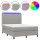 vidaXL Boxspringbett mit Matratze &amp; LED Hellgrau 140x200 cm Stoff