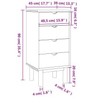 vidaXL Schubladenschrank OTTA Braun&amp;Grau 46x39,5x90 cm Massivholz