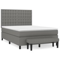 vidaXL Boxspringbett mit Matratze Dunkelgrau 140x190 cm Stoff