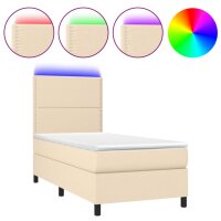 vidaXL Boxspringbett mit Matratze &amp; LED Creme 80x200 cm Stoff