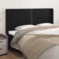 vidaXL Kopfteil mit Ohren Schwarz 183x16x118/128 cm Kunstleder