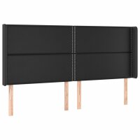 vidaXL Kopfteil mit Ohren Schwarz 183x16x118/128 cm Kunstleder