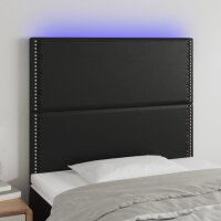 vidaXL LED Kopfteil Schwarz 90x5x118/128 cm Kunstleder