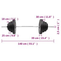 vidaXL Langhantel mit Gewichten 60 kg