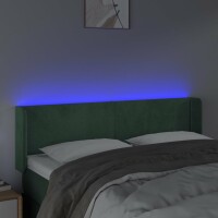 vidaXL LED Kopfteil Dunkelgr&uuml;n 147x16x78/88 cm Samt