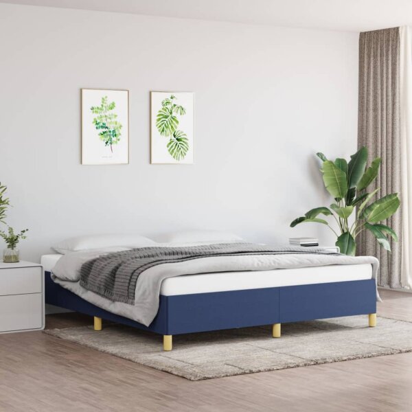 vidaXL Boxspringbett Blau 180x200 cm Stoff