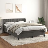 vidaXL Boxspringbett mit Matratze Dunkelgrau 140x190 cm Samt