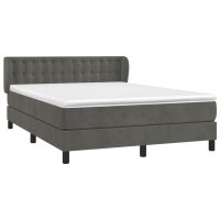 vidaXL Boxspringbett mit Matratze Dunkelgrau 140x190 cm Samt