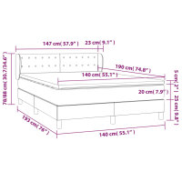 vidaXL Boxspringbett mit Matratze Dunkelgrau 140x190 cm Samt