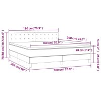 vidaXL Boxspringbett mit Matratze &amp; LED Hellgrau 180x200 cm Stoff